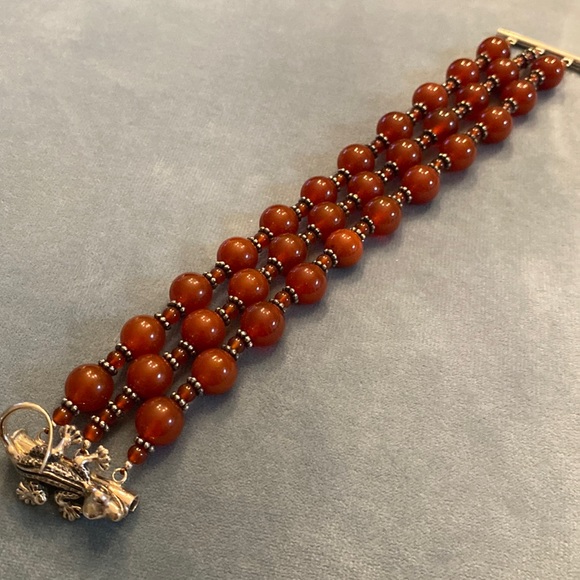 Two Blonde Lizzards Sterling Silver Red Carnelian Bracelet - Picture 6 of 12
